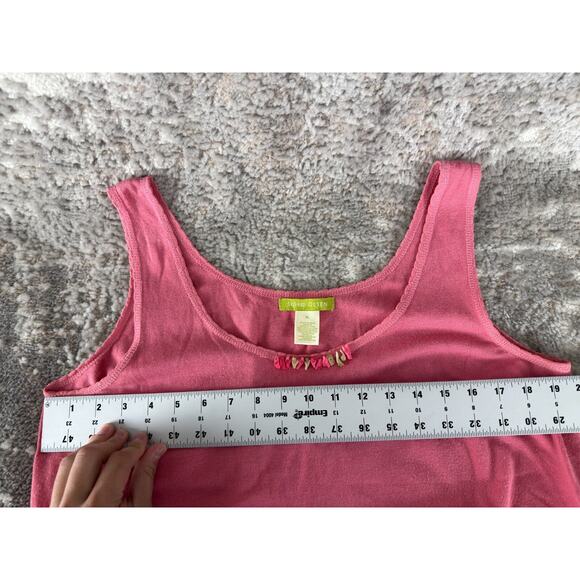 Sigrid Olsen Size XL Beaded Boat Neck Sleeveless Tank Top Pink Pullover Cotton - Picture 5 of 8